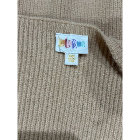 NEW LuLaRoe Long Beige Knit Open Front Cardigan Sweater Pockets XXS Cozy Soft - Picture 7 of 8